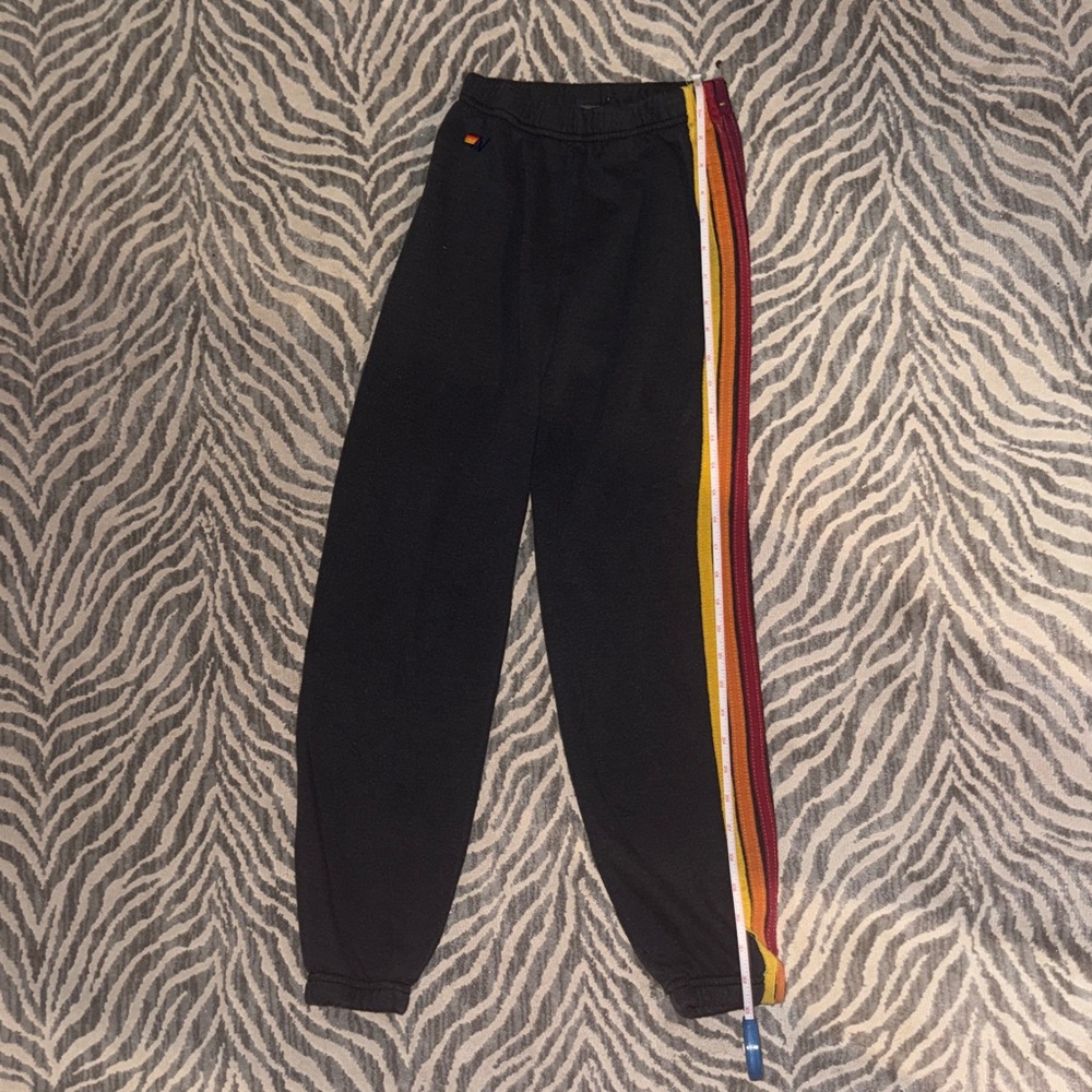 Aviator Nation Kids Black Sweatpants with Rainbow Stripe - Picture 6 of 6